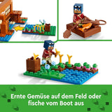 LEGO Minecraft The Frog House, domeček na hraní s figurkami včetně zombie, slizu a tonoucího muže, plus doplňky, jako je hračka člun a pracovní stůl, dárek pro chlapce a dívky od 8 let 21256 Stavebnice Besuche den LEGO-Store