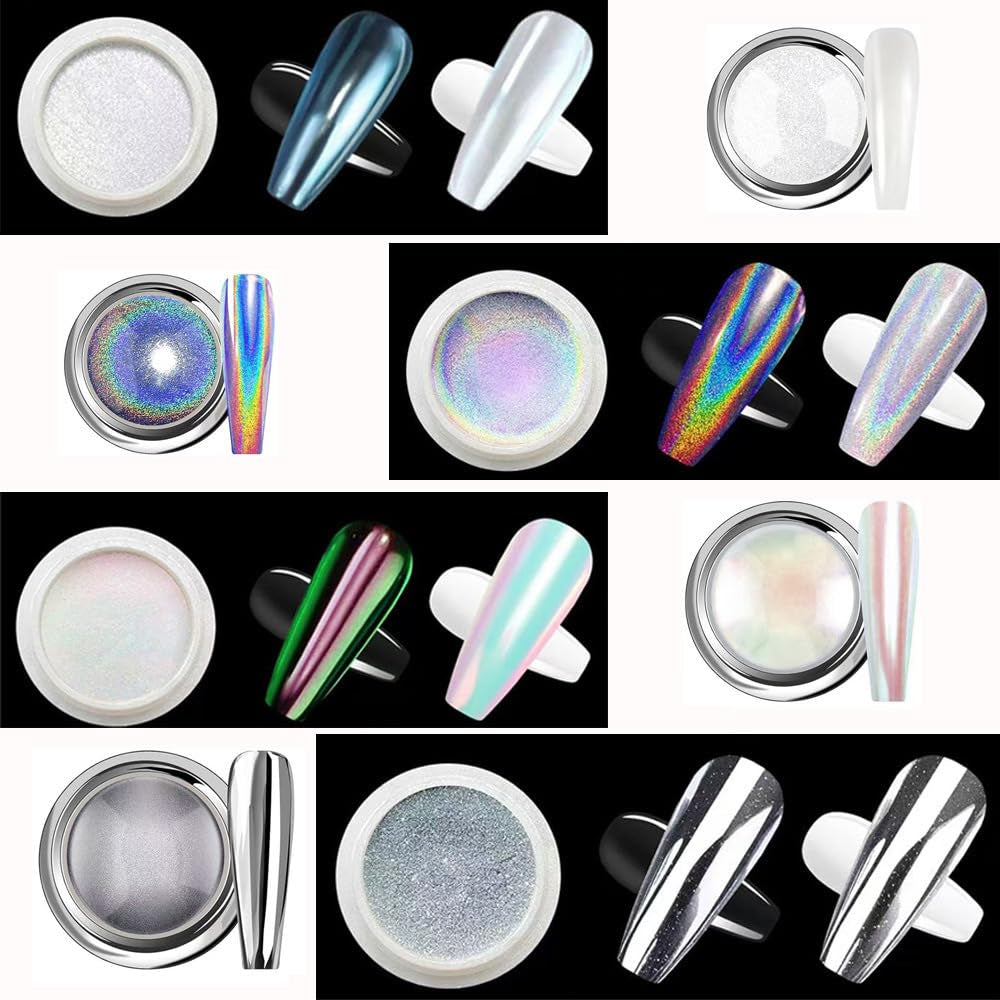 Chrome Nail Powder Aurora Ice Shimmer Chrome Pigment Powder 4PCS Chrome Powder Nägel Nail Art Nageldesign