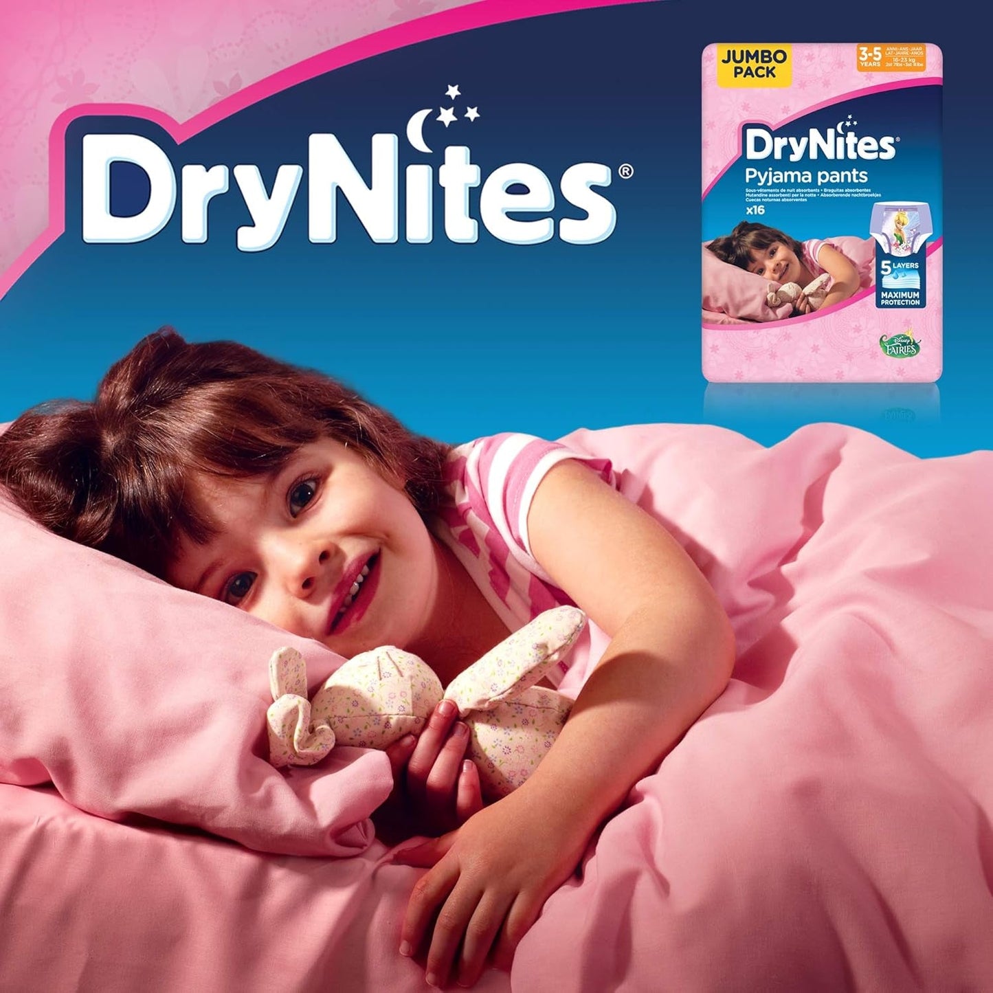 Pyžamové kalhoty DryNites pro dívky 3-5 let 1 balení (1 x 16 kusů)