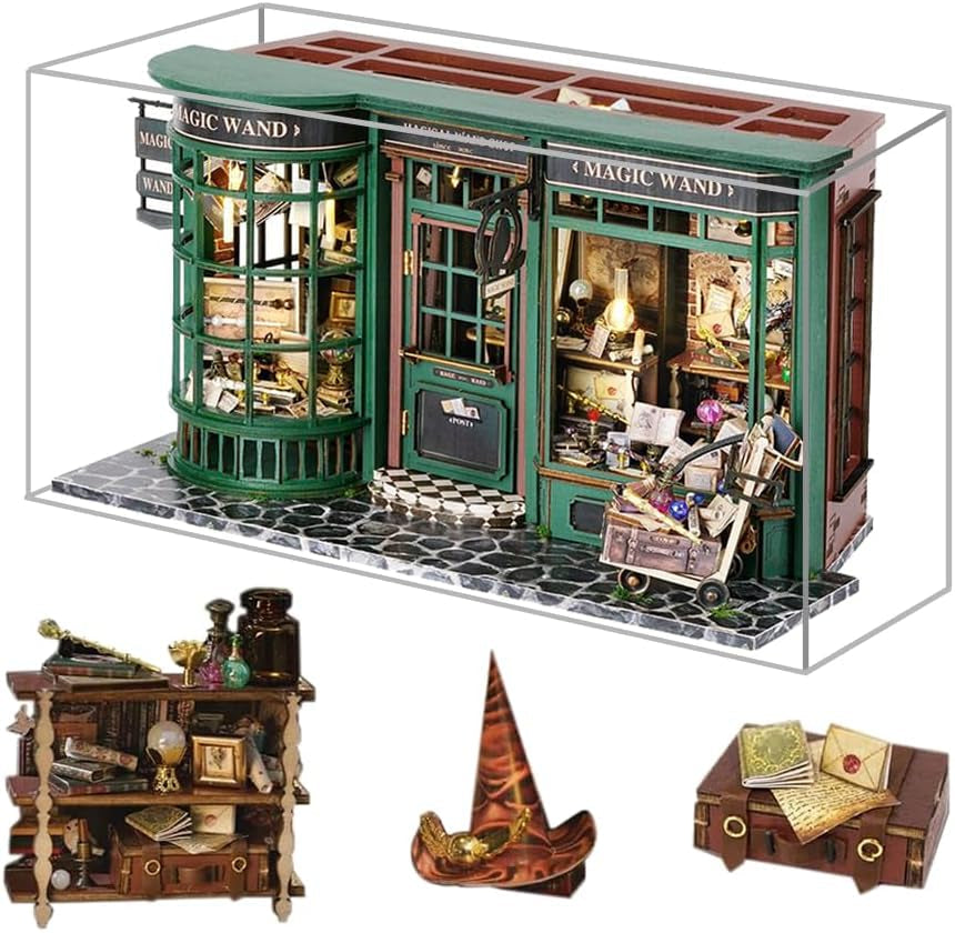 Magic Shop domeček pro panenky s protiprachovým krytem DIY miniaturní sada nábytku pro panenky v měřítku 1:24 kreativní dárek pro děti, dospívající, narozeninový dárek