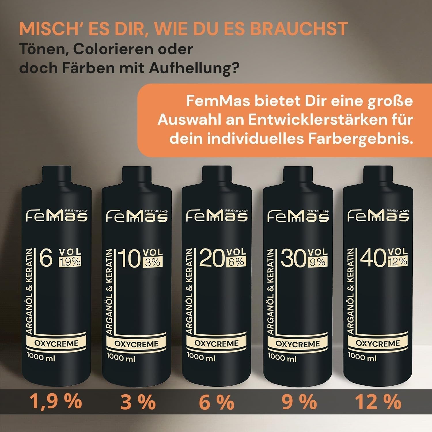 FemMas Oxycreme v 6% 1000 ml I Oxidační činidlo pro barvení a barvení vlasů I Snadná aplikace a optimální fixace I Vývojka pro jednotné výsledky v salonní kvalitě I Vývojka pro barvení vlasů Barva na vlasy Naty Shop