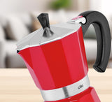 Cilio Classico espresso kávovar na 6 šálků | elektrický 480W | Ø 11,5 cm Výška: 25 cm | hliník | červená | integrovaná varná deska | s funkcí udržení tepla a redukčním filtrem | na cestování nebo kempování
