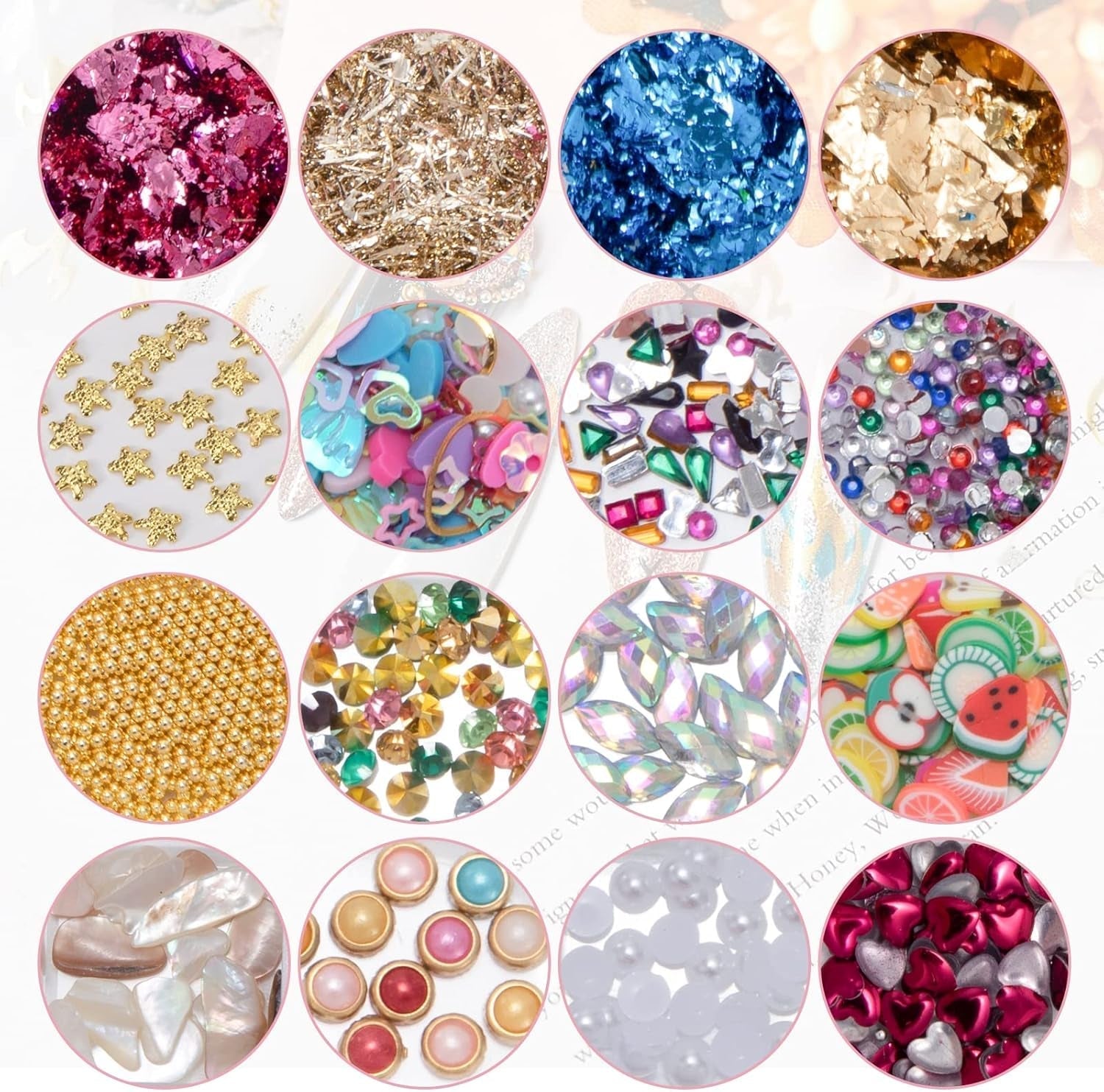 7 Boxen Strasssteine ​​​​Nägel, Nail Art Kit Strass Nagelglitzer Paillettes Nagel-Edelsteinen Kristalle Perlen Diamanten Metall Nieten Für DIY Dekoration Nageldesign (Multicolor)