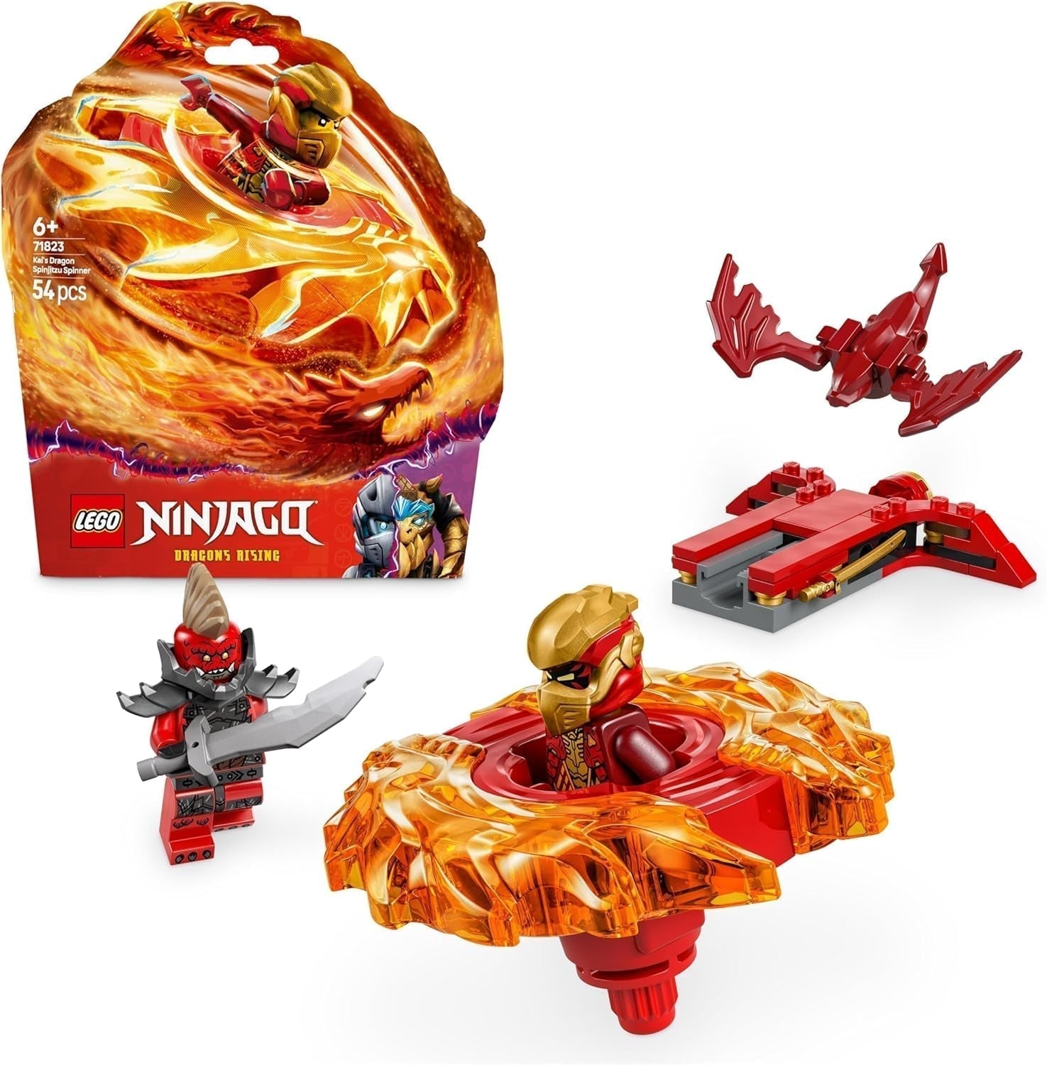 LEGO NINJAGO Kai's Dragon Spinjitzu Spinner - Akční Ninja hračka se 2 minifigurkami - Malá herní sada pro děti - Nápad na dárek pro chlapce a dívky 6 let 71823 Stavebnice Besuche den LEGO-Store Výchozí název