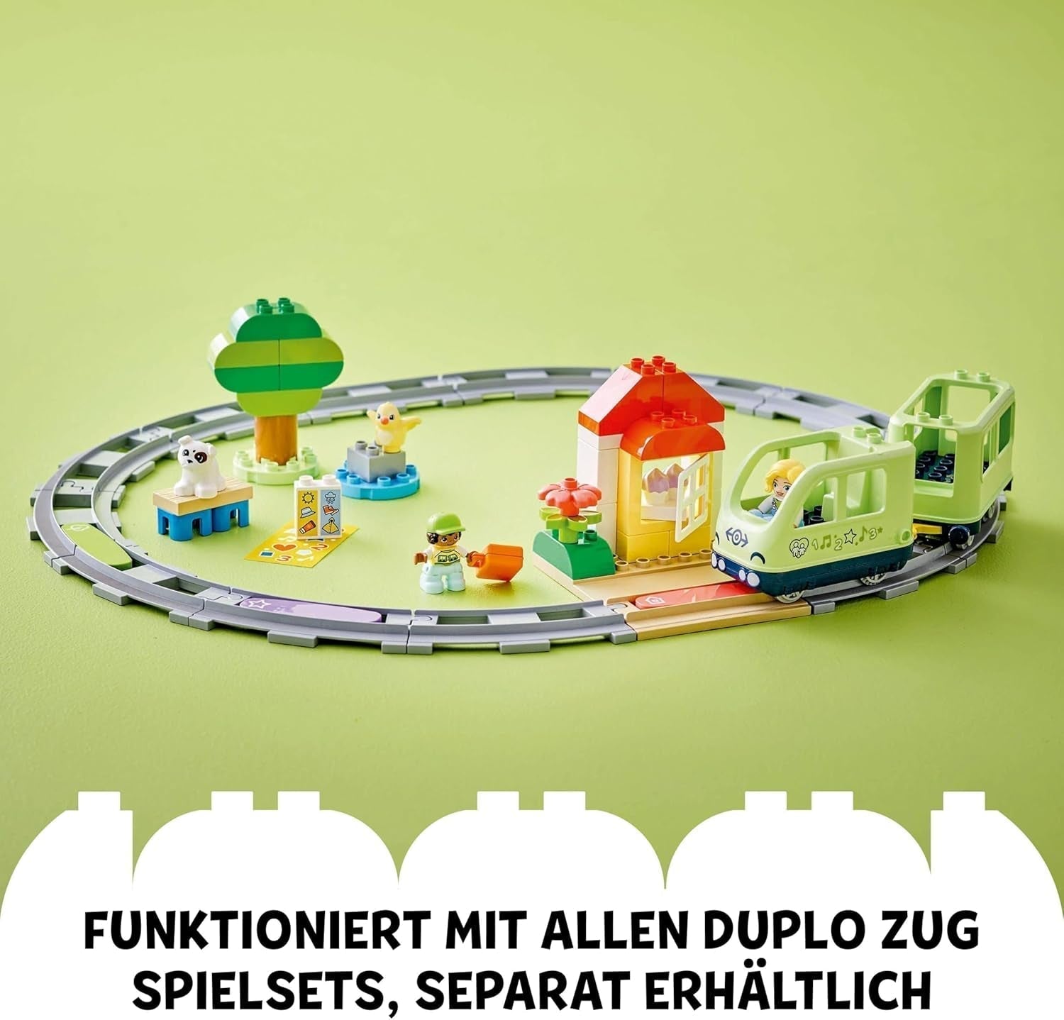 Interaktivní dobrodružný vlak LEGO DUPLO Town, sada se světly a zvuky pro hraní rolí, umožňuje 2letým dětem stavět koleje, předškolní vzdělávací hračka 10427 Stavebnice Besuche den LEGO-Store