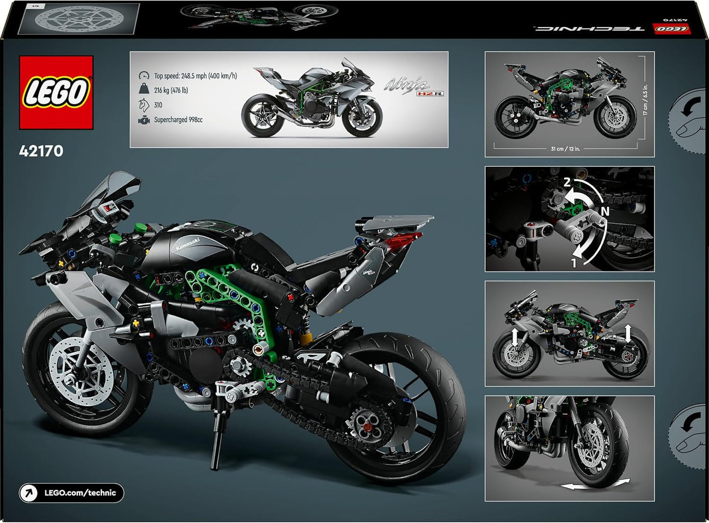 LEGO Technic Kawasaki Ninja H2R Motocykl, Děti a dospělí Dárek k narozeninám, Dekorace, Hračka, Model pro chlapce a dívky Věk 10+ 42170 Stavebnice Besuche den LEGO-Store