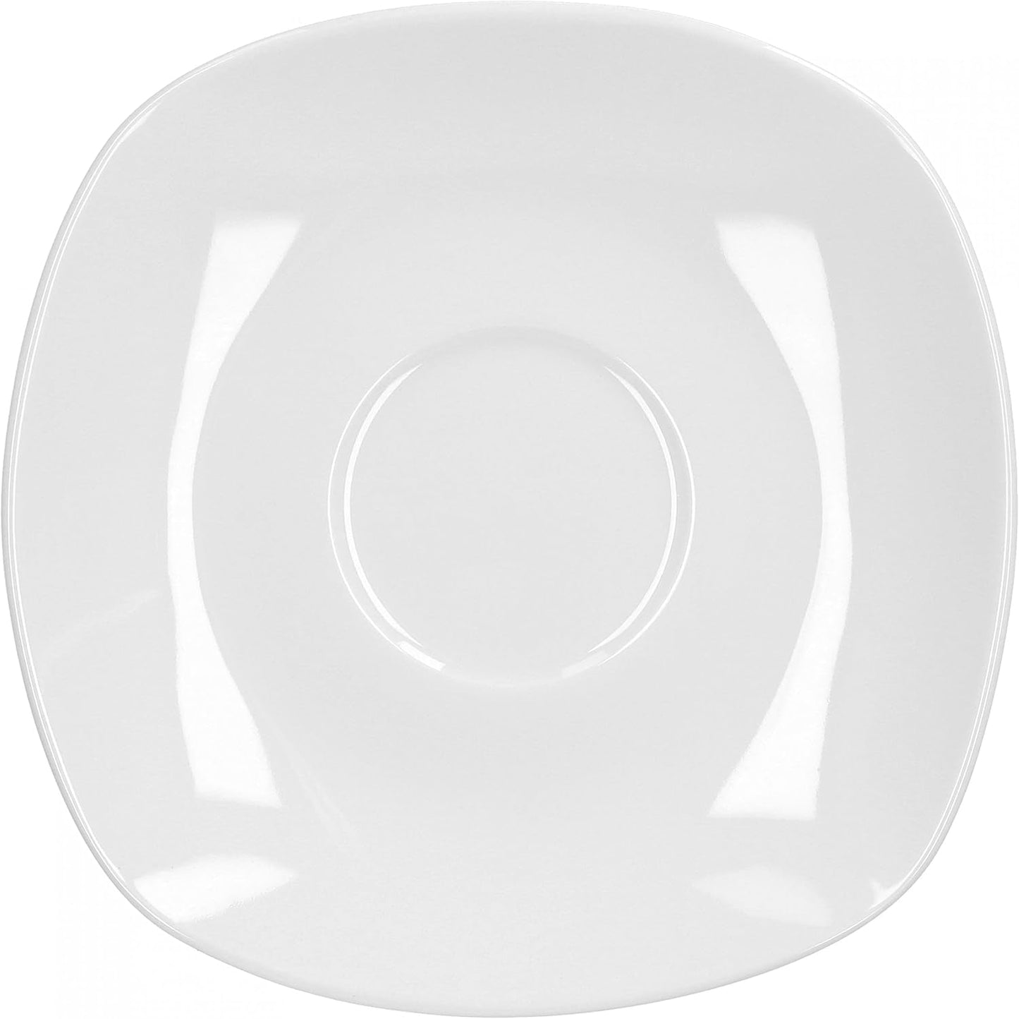 Van Well Lilli Coffee Service pro 12, 36dílnou sadu čtvercového bílého porcelánového nádobí se zakřivenými hranami pro dokonale uspořádaný konferenční stolek - Lze mýt v myčce