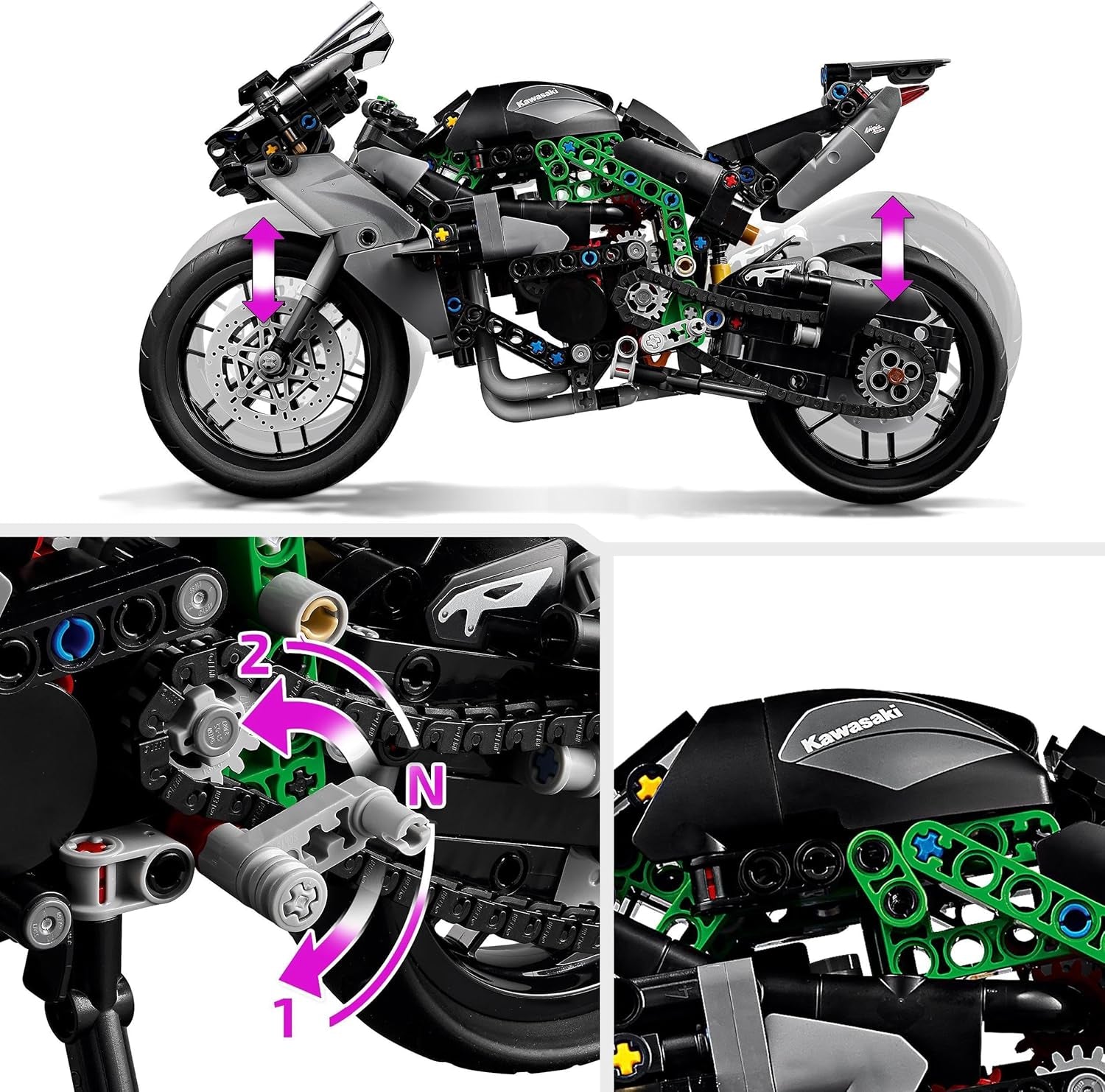 LEGO Technic Kawasaki Ninja H2R Motocykl, Děti a dospělí Dárek k narozeninám, Dekorace, Hračka, Model pro chlapce a dívky Věk 10+ 42170 Stavebnice Besuche den LEGO-Store