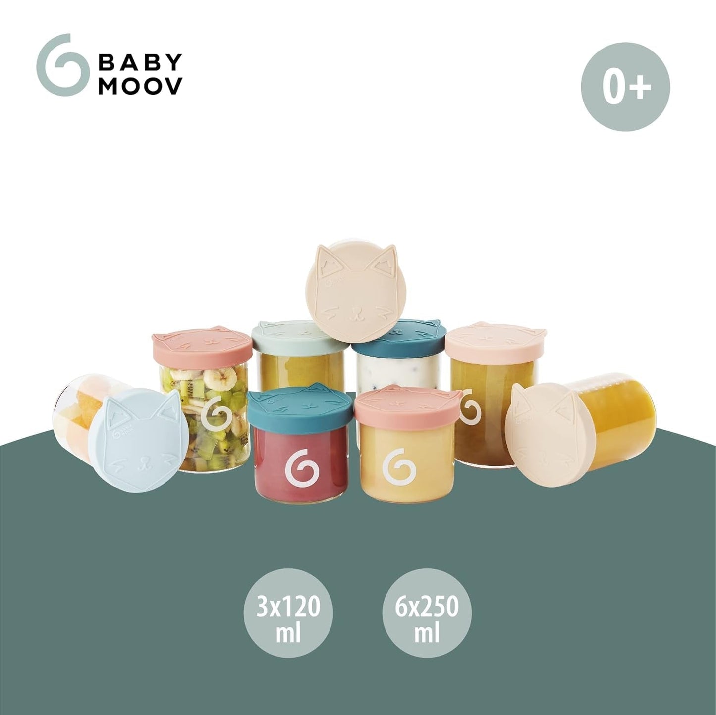 Babymoov ISY BOWLS dózy na dětskou výživu z robustního skla odolného teplotám - pro uchovávání/mražení dětské stravy, 6x 250ml + 3x 120ml Dózy na potraviny Naty Shop