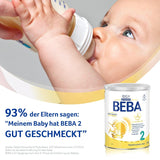 BEBA 2 - Pokračovací mléko po 6 měsících, s 5 HMO komplexem, obsah bílkovin odpovídající věku, bez laktózy, bez palmového tuku, bez rybího tuku, dětská výživa, sušené dětské mléko, balení 3 ks (3 x 800 g)
