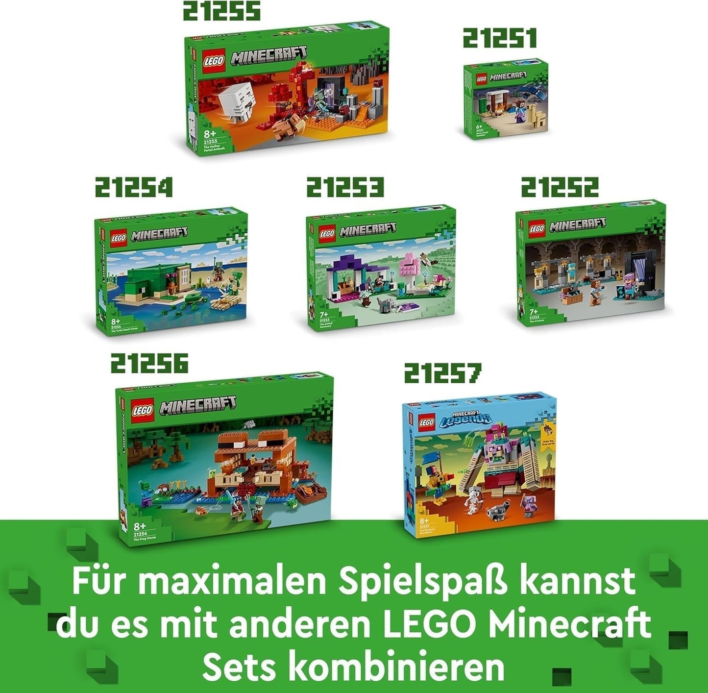 LEGO Minecraft The Frog House, domeček na hraní s figurkami včetně zombie, slizu a tonoucího muže, plus doplňky, jako je hračka člun a pracovní stůl, dárek pro chlapce a dívky od 8 let 21256 Stavebnice Besuche den LEGO-Store