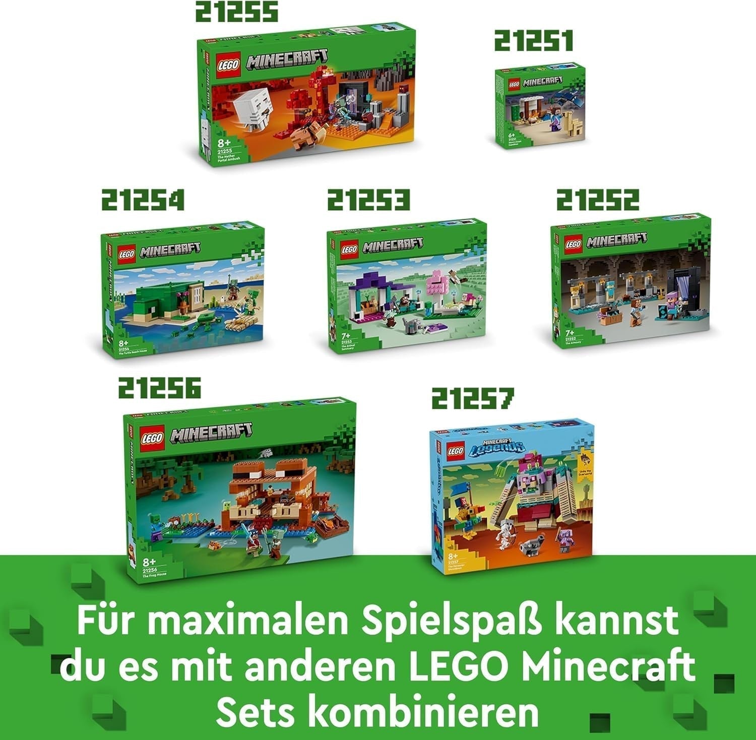 LEGO Minecraft The Frog House, domeček na hraní s figurkami včetně zombie, slizu a tonoucího muže, plus doplňky, jako je hračka člun a pracovní stůl, dárek pro chlapce a dívky od 8 let 21256 Stavebnice Besuche den LEGO-Store