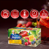 Babcia Jagoda - Ovocný čaj "Fruchtige Verführung" - 20 čajových sáčků - S ibiškem, jablkem, aronie, ostružinou, šípky, pomerančovou kůrou - Intenzivní ovocná chuť, bez kofeinu, vegan, přírodní, Cay - 40G
