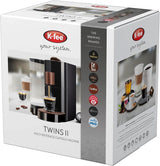 K-FEE TWINS II kapslový espresso kávovar na kávu, čaj a kakao | Espresso kávovar na velké šálky | Rychlý ohřev | Nádrž na vodu 2,3 ​​l | 19 barů | Černo-měděná