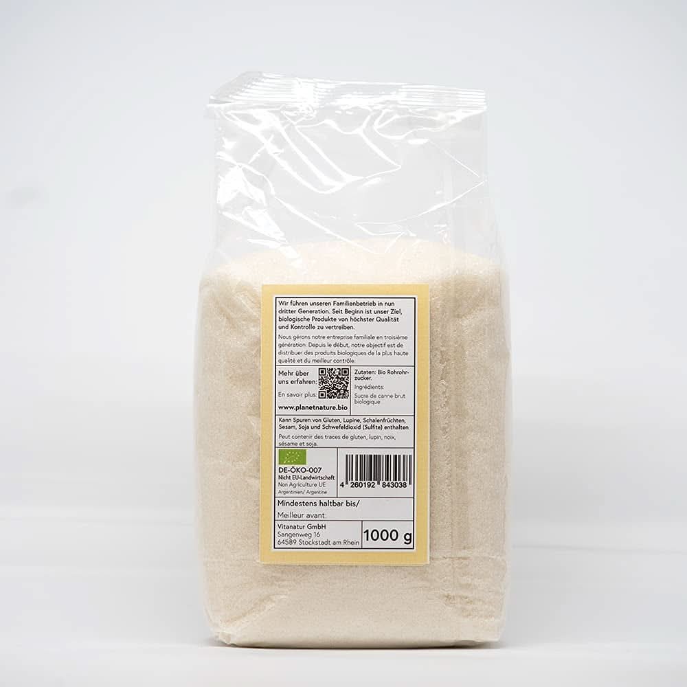 Surový bio třtinový cukr, 1 kg sladidel Naty Shop
