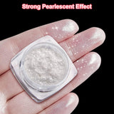 2 Schachteln Weiße Perle Chrom Nagelpuder - Transparentní Aurora Ice Shimmer Chrome Pigment Pulver Für Nägel, Glazed Donut Glitzerpuder Nails Spiegeleffekt-Glitter Nagelkunst-Pulver Für Diy-Salon