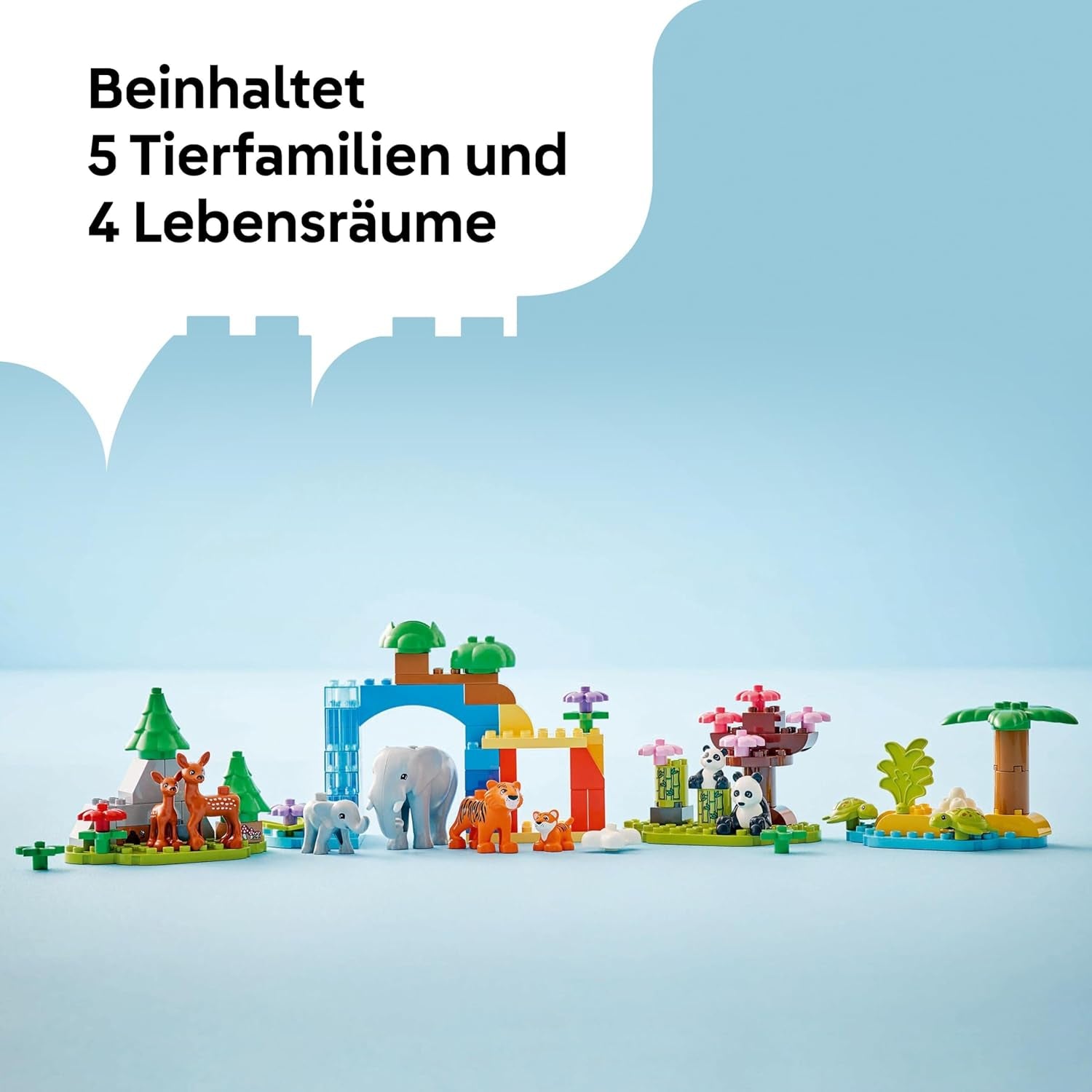 Stavebnice LEGO DUPLO Town Wild Animal Families 3 v 1, vzdělávací hračka pro batolata s želvami, tygry, slony, jeleny, pandami, sada pro předškoláky od 2 let, stavebnice s figurkami zvířat 10446 stavebnic Beuche den LEGO-Store