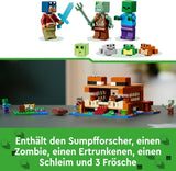 LEGO Minecraft The Frog House, domeček na hraní s figurkami včetně zombie, slizu a tonoucího muže, plus doplňky, jako je hračka člun a pracovní stůl, dárek pro chlapce a dívky od 8 let 21256 Stavebnice Besuche den LEGO-Store