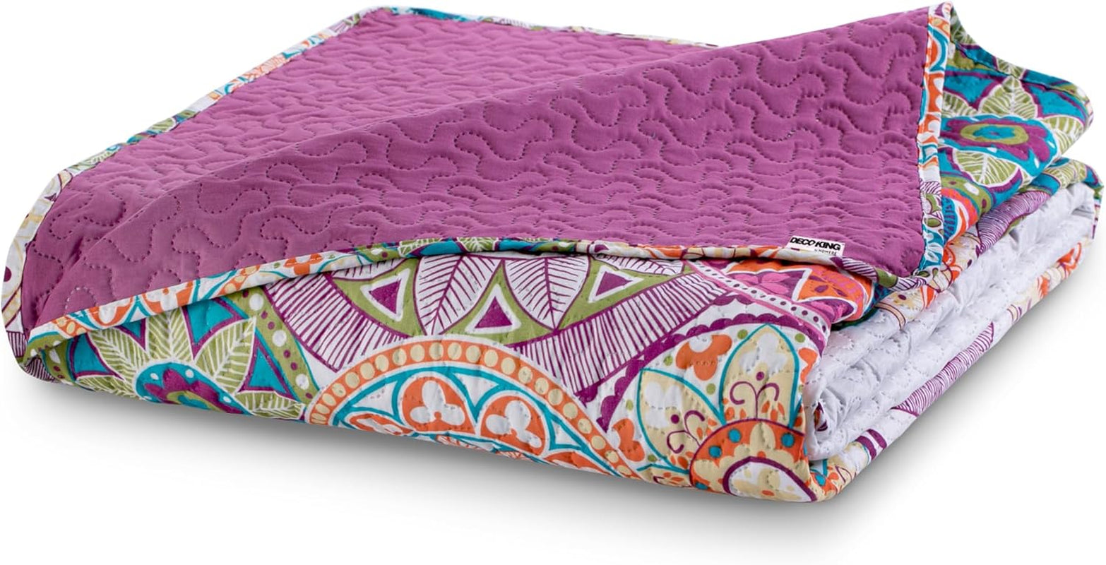 Decoking 12222 Přehoz na postel 200X220 Cm Růžová Fialová Bílá Antracitová Přehoz na postel Dvě strany Barevná Růžová Bílá Fialová Prošívání Bibi Postele a přikrývky Besuche den DecoKing-Store