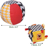 magdum 2 set dětská kostková hra + látkový míč - motorická hračka od 1 roku - hračka pro děti 6 měsíců - hračka Montessori - vzdělávací hračka 1 rok - dárek pro děti - míč pro děti - kostka pro děti - dárky pro děti Toys Bebe Naty Shop