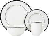 Amazon Basics Coffee Black Rim 16dílná sada nádobí pro 4