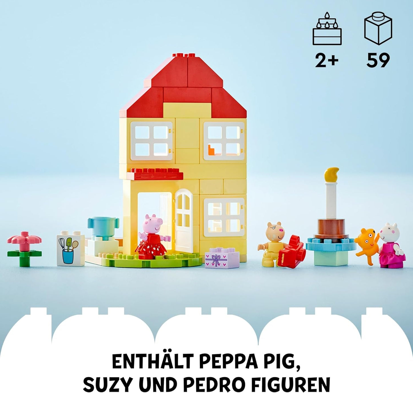 LEGO DUPLO Peppa's Birthday House: Kreativní hračka pro 3 postavy, stavějte a přestavujte domeček pro 2leté děti, chlapce a dívky, podporuje zručnost 10433 Stavebnice Besuche den LEGO-Store