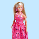 Simba Steffi Love Pink Love – Ankleidepuppe im pinken Glitzerkleid, inkl. Zubehör in Herzform, 29 cm groß, Modepuppe für kreatives Rollenspiel, für Kinder ab 3 Jahren