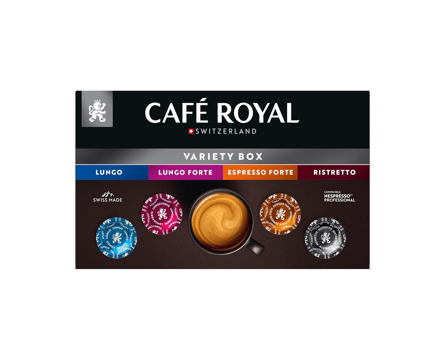 Café Royal Professional Pads, Variety Box, 40 Nespresso (R) Professional kompatibilních podložek pro kancelář a gastronomii, Rainforest Alliance zertifiziert, 100 Prozent Arabica Kaffee