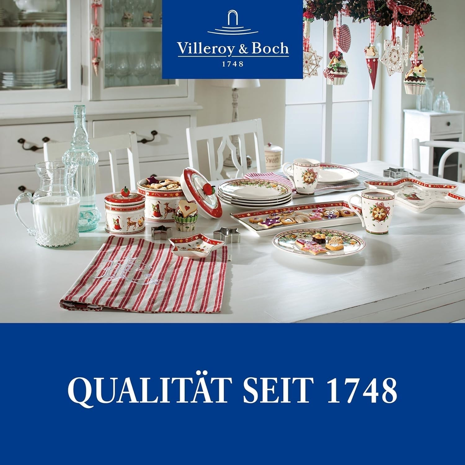 Villeroy & Boch - Malý úložný box Winter Bakery Delight, keramický box na vánoční cukroví, vánoční box, box na cukroví, box na cukroví, keramický box s víkem, úložiště sladkostí, prémiové porcelánové boxy na skladování potravin Naty Shop