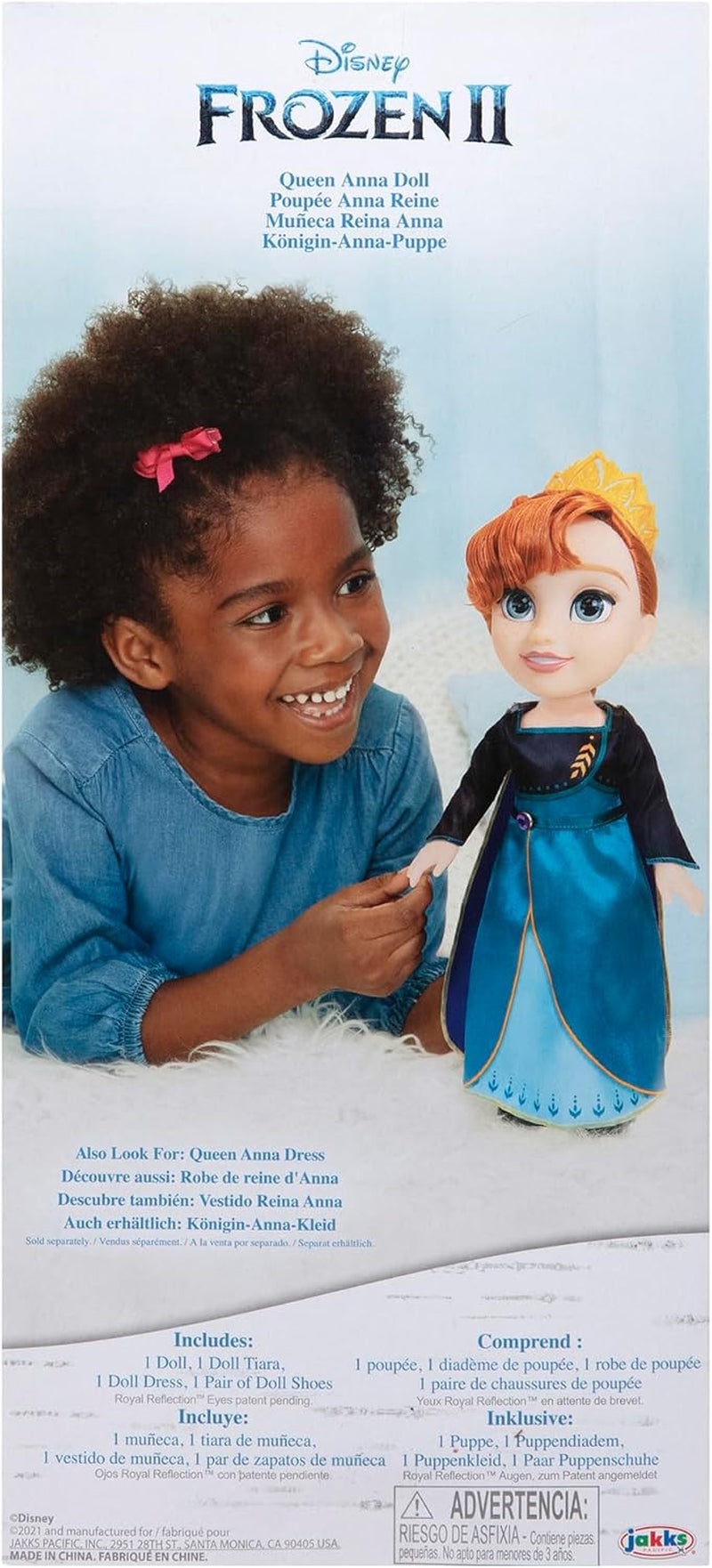 Disney Frozen 2 Anna Doll – 35 cm vysoká polohovatelná panenka v ikonických módních šatech s erbem Arendelle a diadémem pro větší zábavu, pro dívky od 3 let.