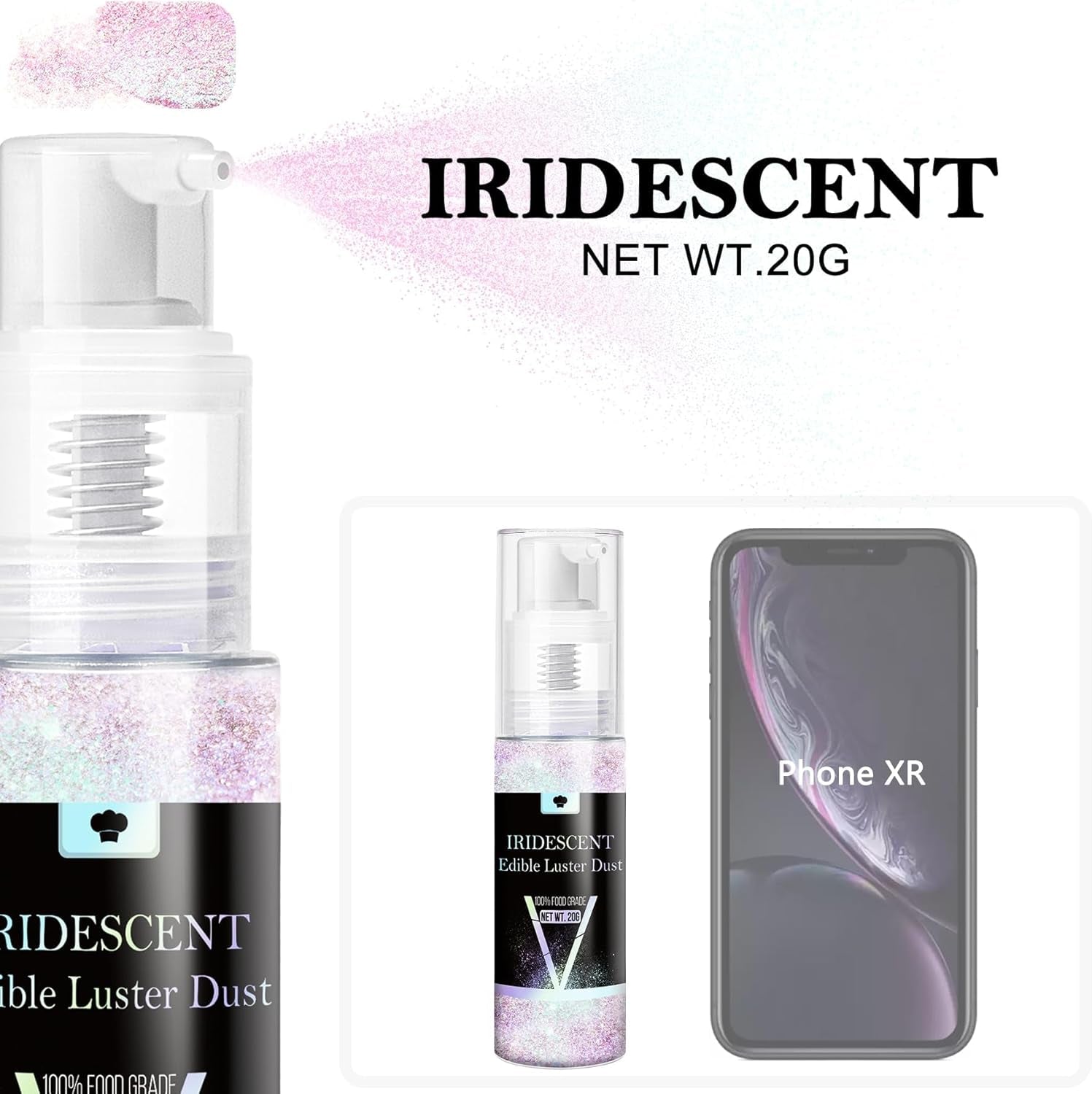 Jedlé třpytivé spreje – 20 g potravinový duhový třpytivý prach na nápoje, šampaňské, dorty – jedlá kovová potravinářská barva na koktejly, víno, likér, pečení, dorty