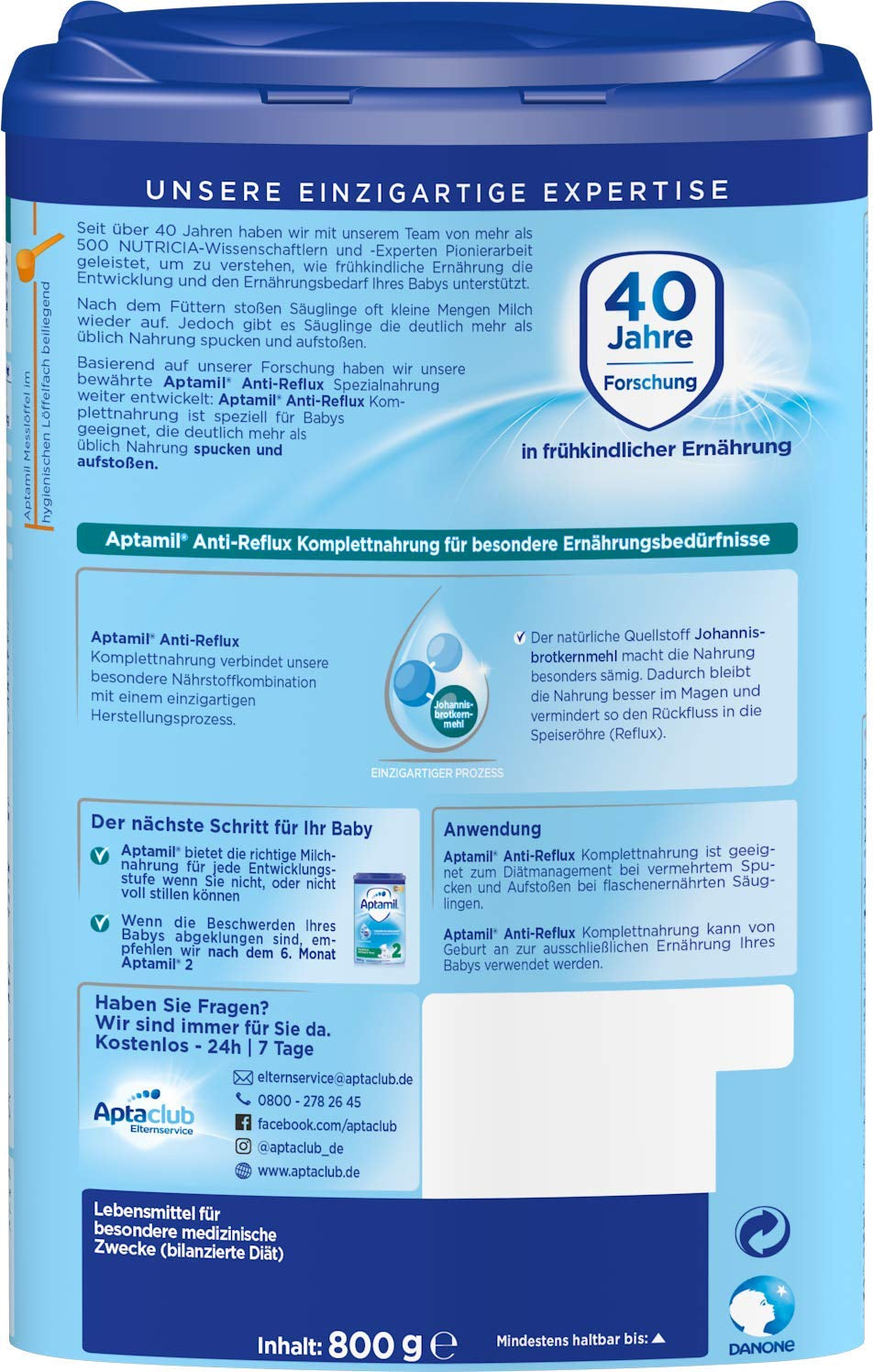 Aptamil Anti-Reflux - kompletní složení od narození Dietní opatření Zvracení a regurgitace dětská výživa sušené mléko 1 x 800 g