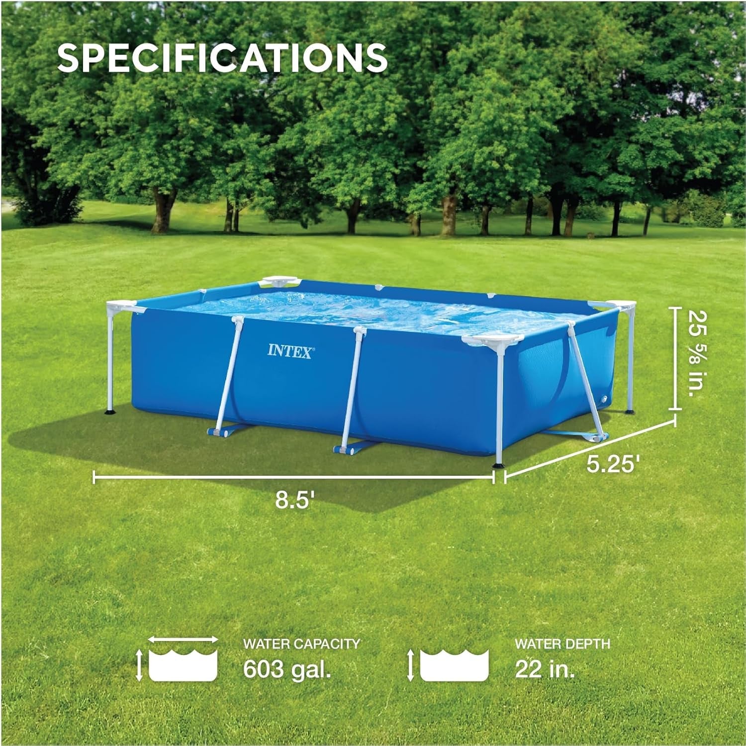 Intex 28271NP - Obdélníkový nadzemní bazén s rámem, 2282 L, ocel a PVC, modrý, 260x160x65 cm