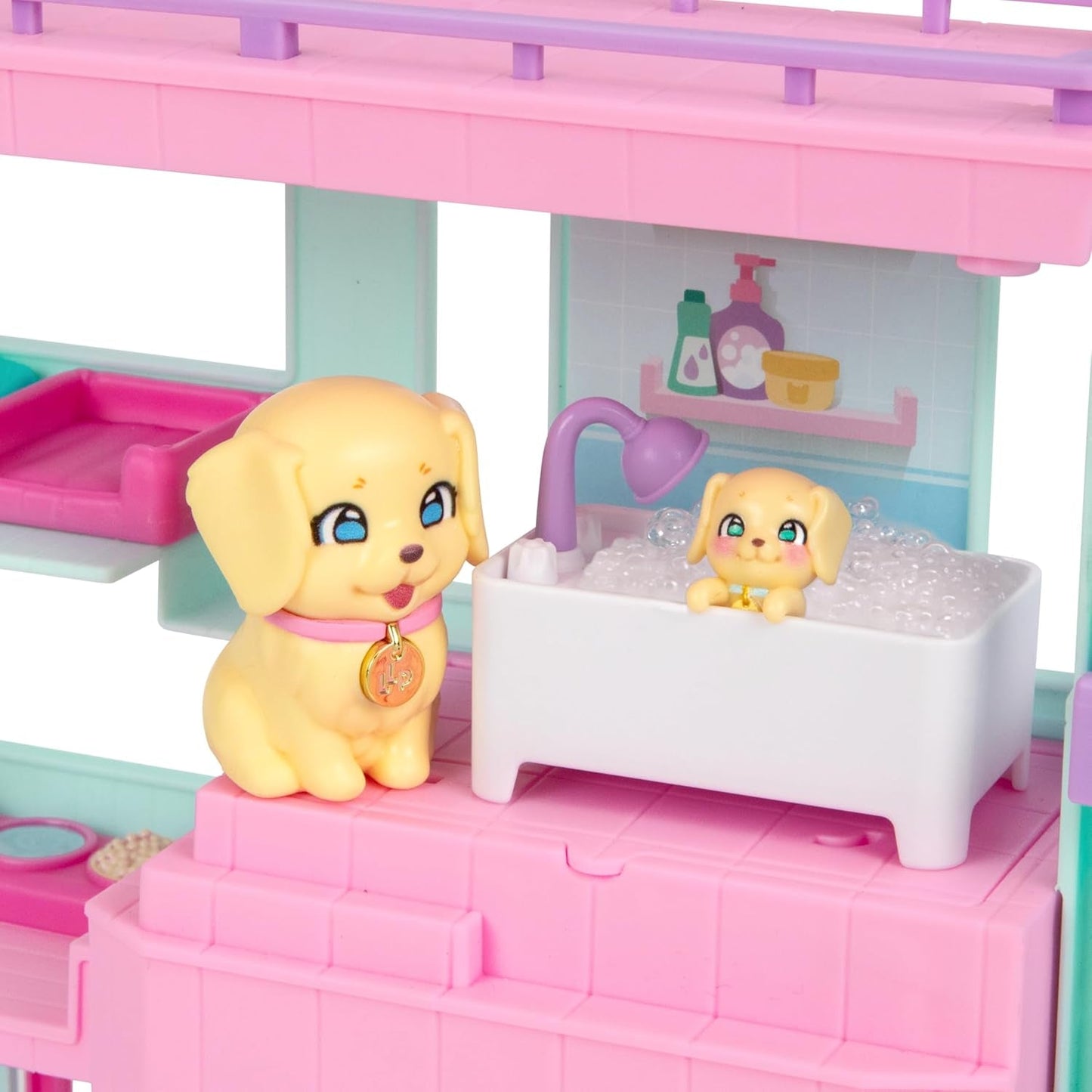Hrací sada Little Live Pets Mama Surprise Families Baby Clinic, včetně 3 štěňat retrívrů, Magic, oboustranná herní sada (27,8 cm W, 23,8 cm V). Krmení, koupání a hraní, dárek pro děti Akční figurky Naty Shop