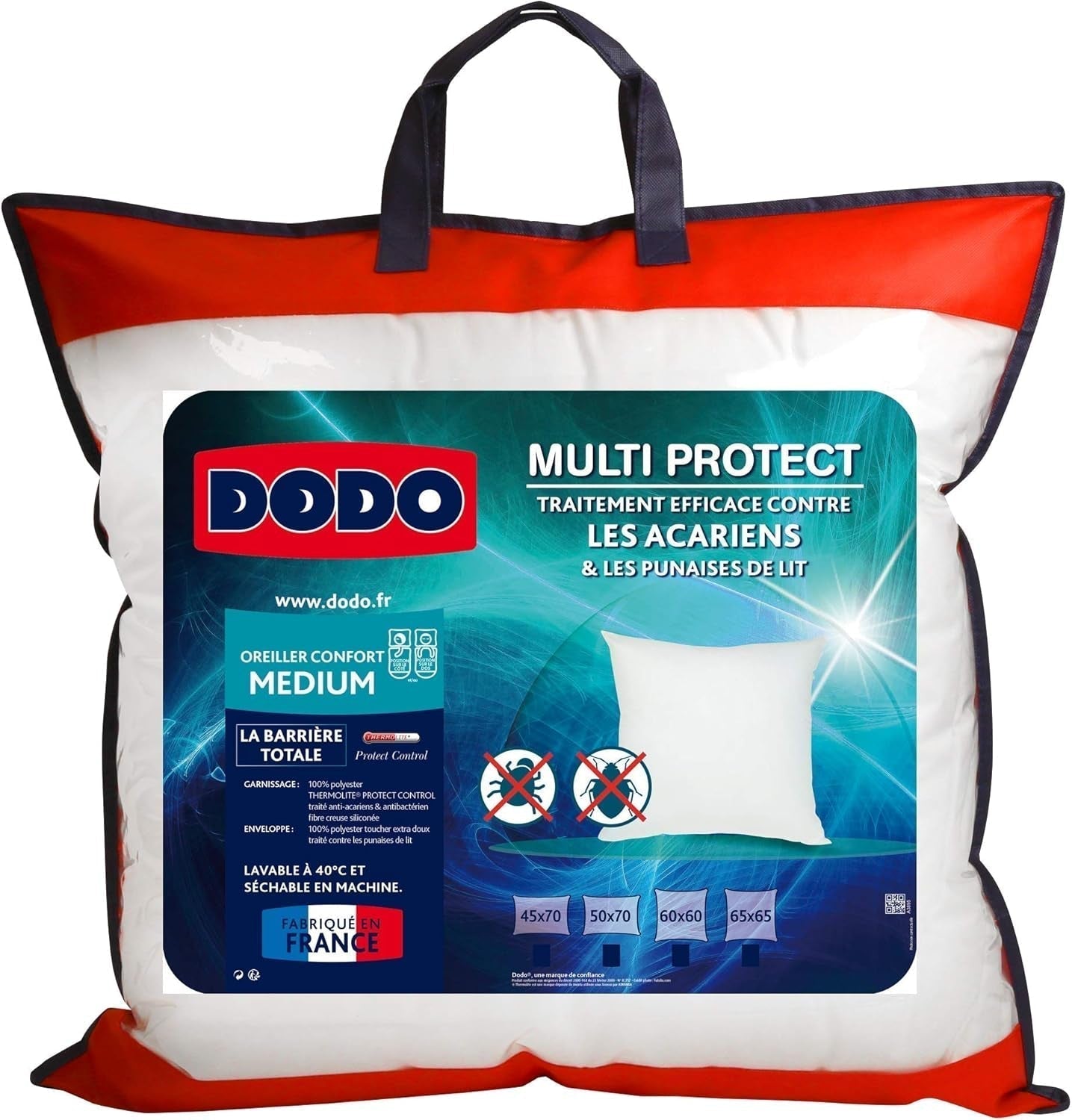 Polštář proti roztočům a štěnicím 60 X 60 cm, střední komfort, polštář Multi Protect, měkkost a ochrana, lze prát v pračce na 40 °C Standardní polštáře Naty Shop
