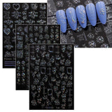 Jmeowio Nagelsticker Aurora Geometrisch 12 Blatt Nail Art Sticker Selbtklebend Nagelaufkleber Bunt Dekoration Nageldesign Zubehör