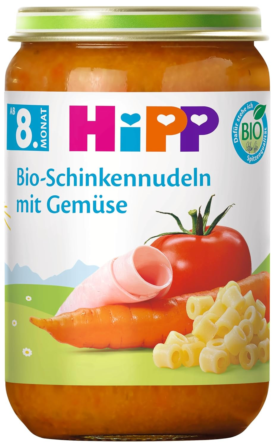HiPP Bio-Schinkennudeln mit Gemüse (6 x 220g), Menü für Baby ab 8. Monat, ohne Salzzusatz, mit Omega-3, v nejlepší Bio Qualität