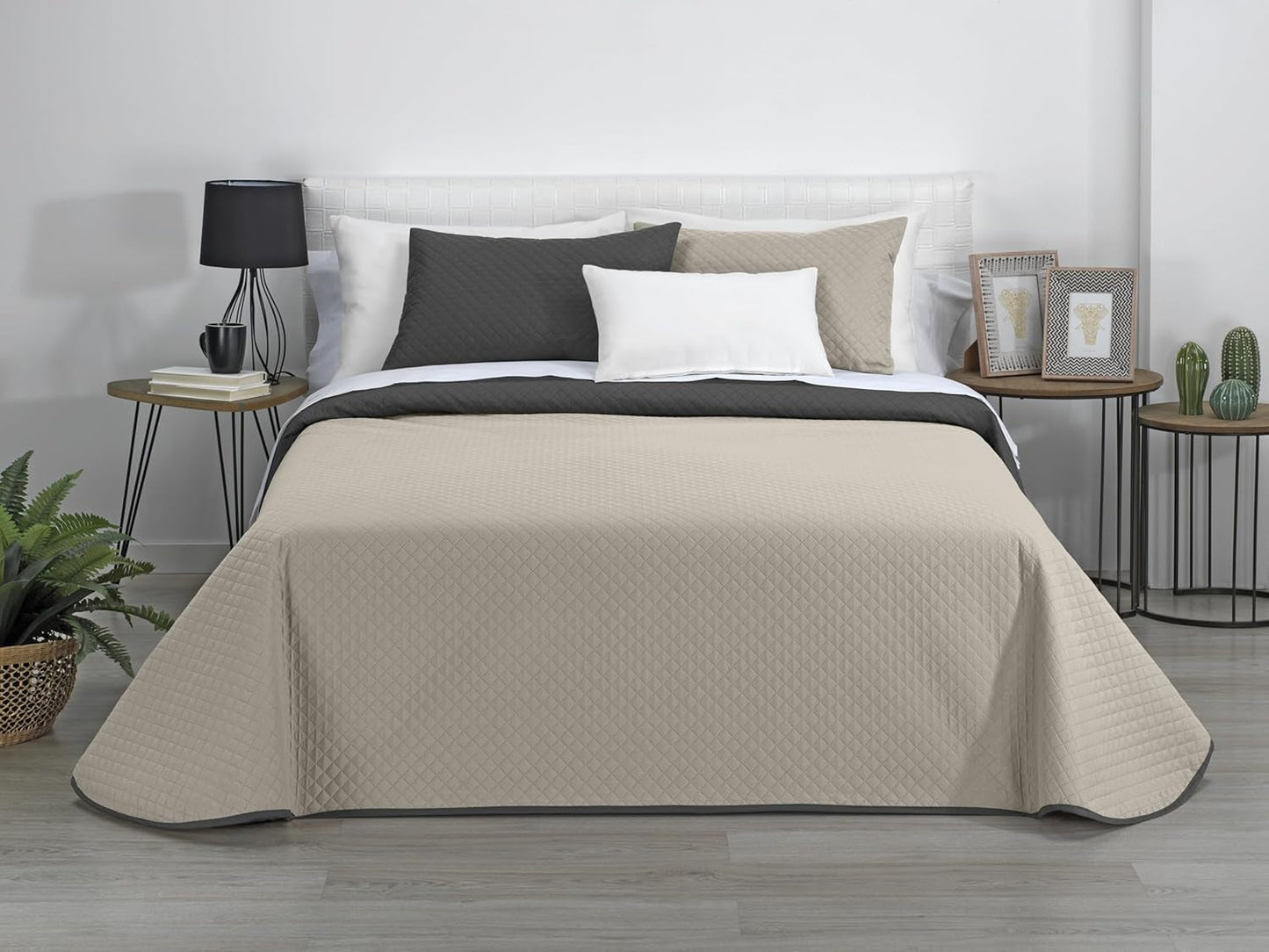 AVA | Boutique oboustranná přikrývka | Pro všechna roční období | Barva - Šedá/Antracit | Pro postel 120/135 cm. postel. (230 X 270 Cm. Ancho X Alto) | Prošívaná přikrývka Přikrývky a přikrývky Naty Shop