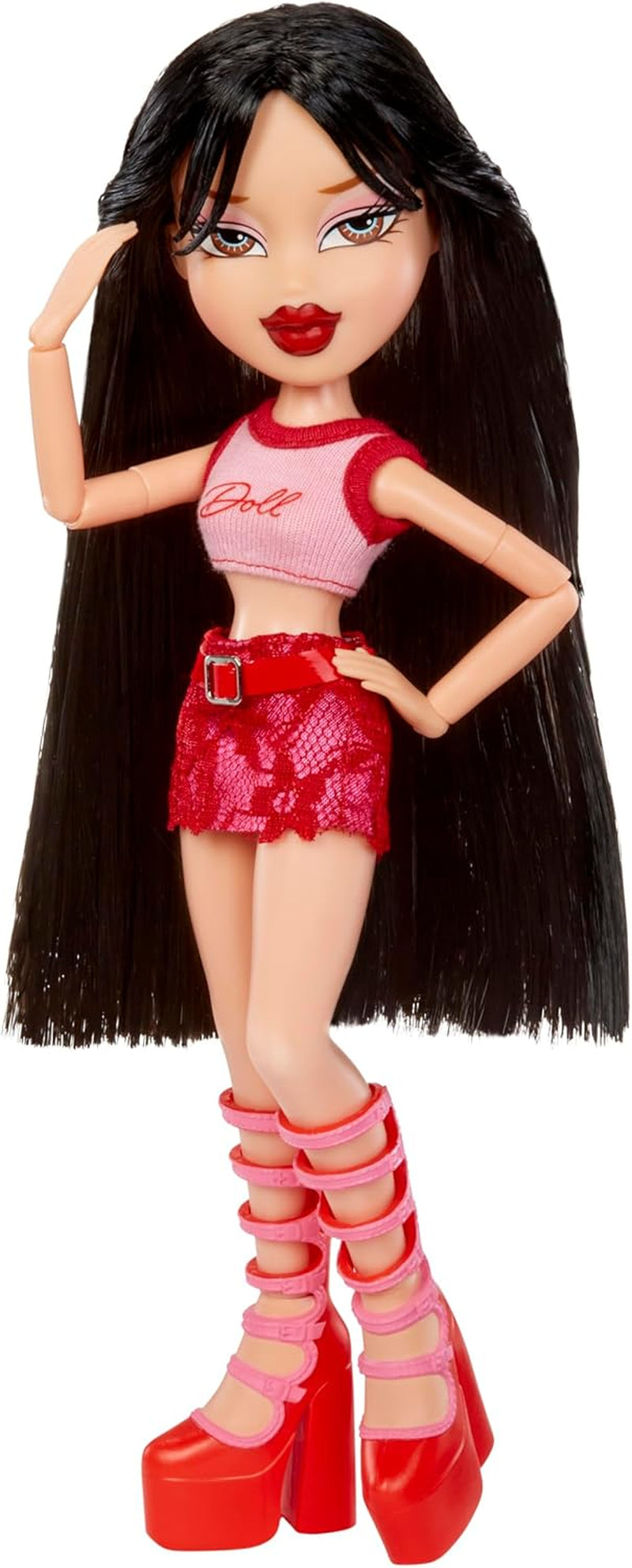 Bratz jde ven! - Jade - 1 sběratelská panenka s doplňky, oblečením, taškou, slunečními brýlemi a štětcem - Hračka pro děti - Věk 6+, červená