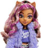 Panenka MONSTER HIGH a doplňky na spaní, panenka Clawdeen Wolf s kočkou, Creepover Party, HKY67