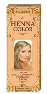Henna Color 111 Přírodní kondicionér pro blond vlasy Barva na vlasy Přírodní efekt barvení vlasů Henna Eco Hair Dye Naty Shop Béžová (Blond) 75 Ml (1 balení)