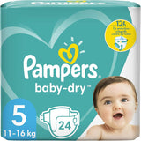 Plenky Pampers pro miminka vel. 5 (11-16 kg), 24 kusů, ochrana proti protečení až 12 hodin