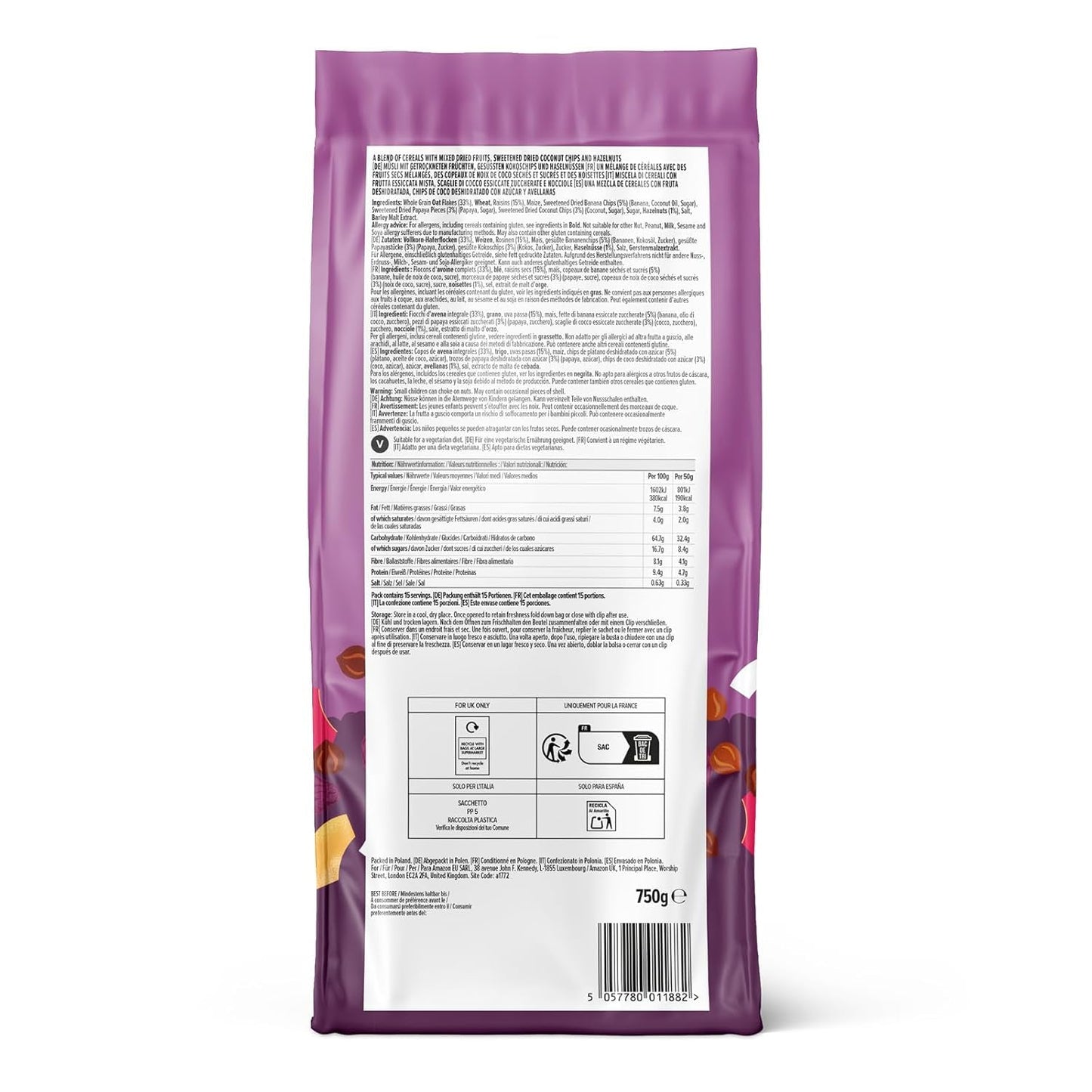 Müsli s ovocem a ořechy z Amazonie, 750g