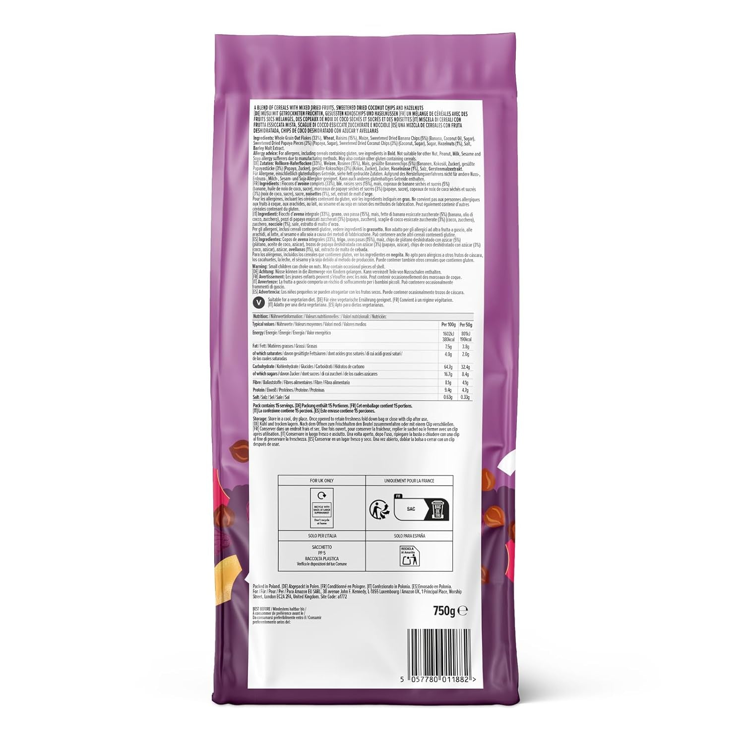 Müsli s ovocem a ořechy z Amazonie, 750g