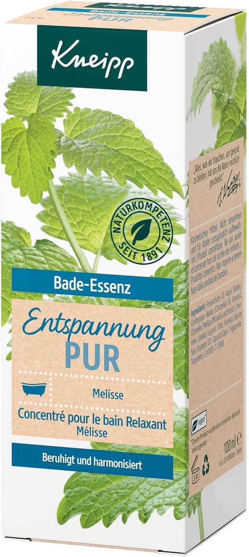 Kneipp Bade, koupelový olej s přírodním esenciálním olejem indické meduňky a extraktem z meduňky, 100 ml Naty Shop