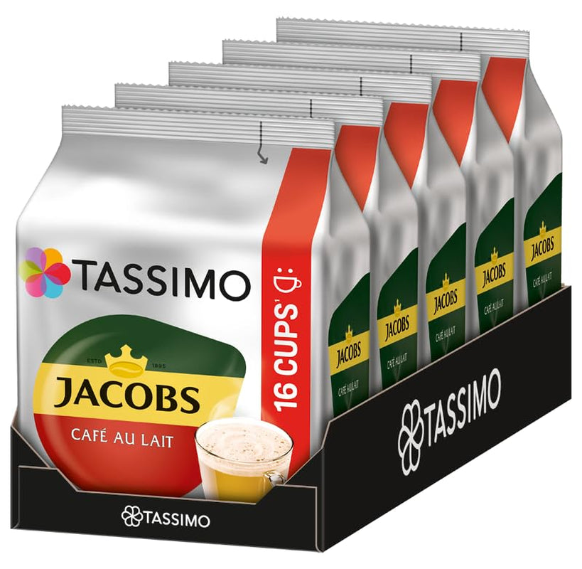 Tassimo Kapseln Jacobs Café au Lait, 5 x 16 padů, 80 kaffeekapseln