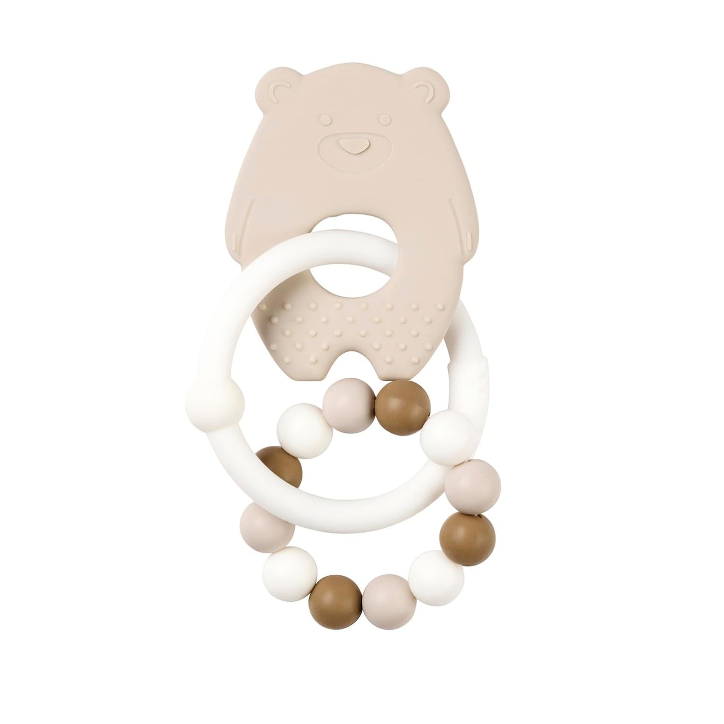 Silikonový kousací kroužek Nattou Medvídek Bez BPA Přibl. 13 cm, silikon, hliněné barvy