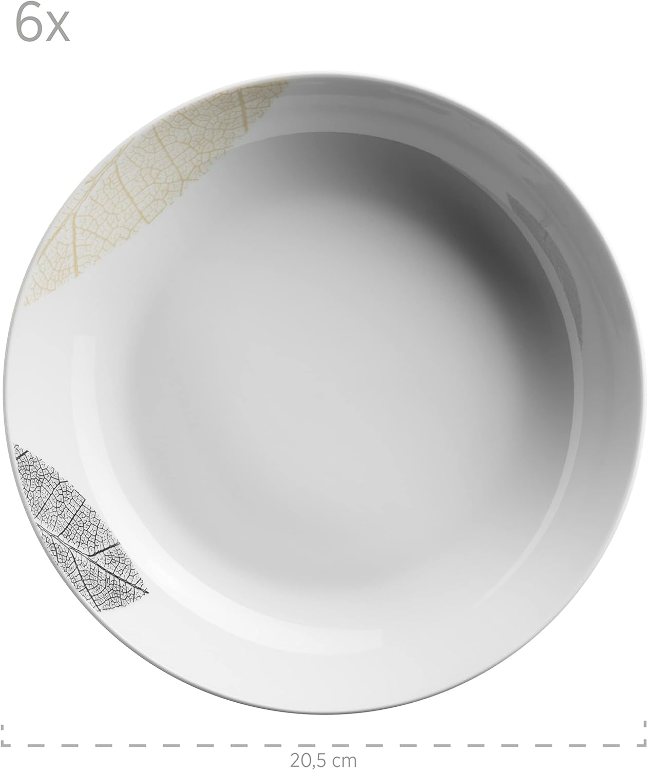 MÄSER 931215 Krásně zdobená sada nádobí pro 6, kombinovaná obsluha 30 kusů, s bezrámovými tvary, porcelán, bílá