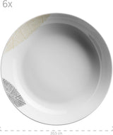 MÄSER 931215 Krásně zdobená sada nádobí pro 6, kombinovaná obsluha 30 kusů, s bezrámovými tvary, porcelán, bílá
