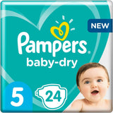 Plenky Pampers pro miminka vel. 5 (11-16 kg), 24 kusů, ochrana proti protečení až 12 hodin